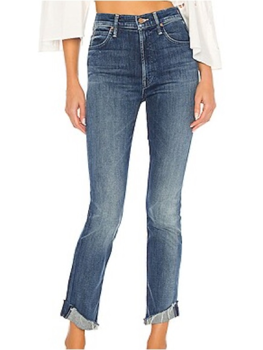 Mother High Waist Rascal Ankle Slit Flip Double Shot 31